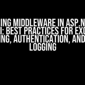 Mastering Middleware in ASP.NET Core Web API: Best Practices for Exception Handling, Authentication, and Error Logging